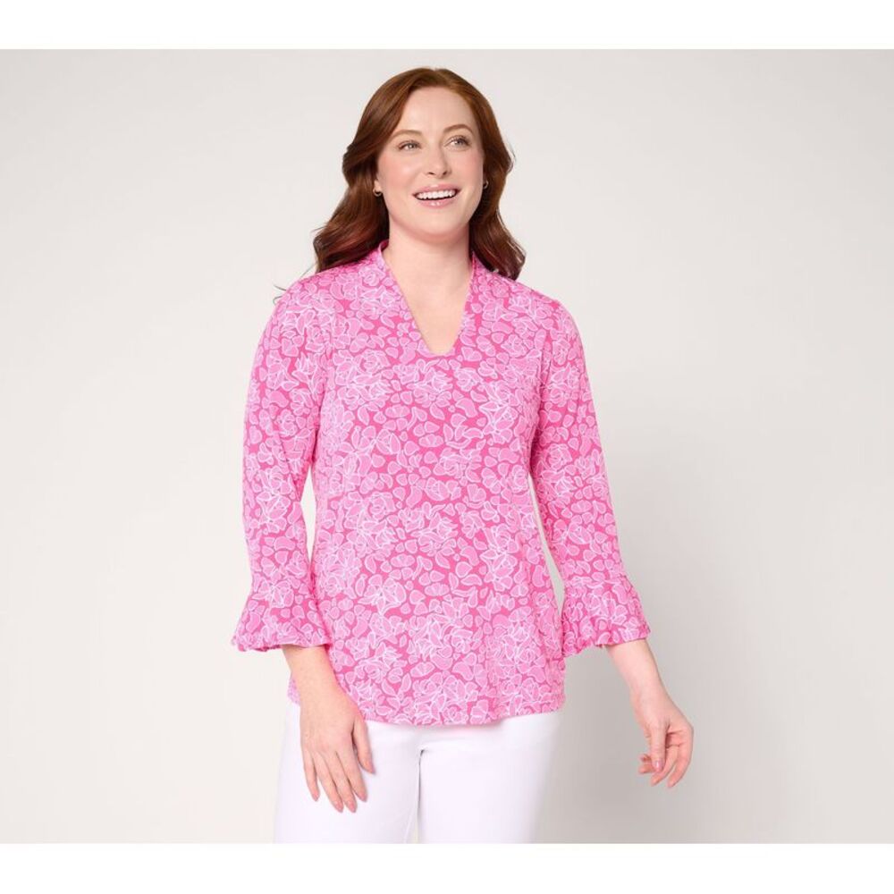Susan Graver Women's Top Plus Sz 1X Make Your Selection: Printed Pink A740983